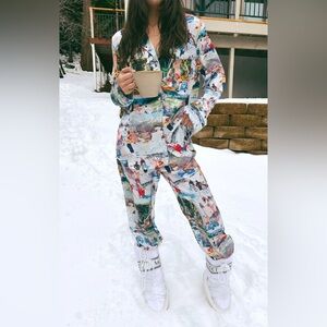 Show Me Your Mumu Classic PJ Set- Ski Postcard Satin Silky